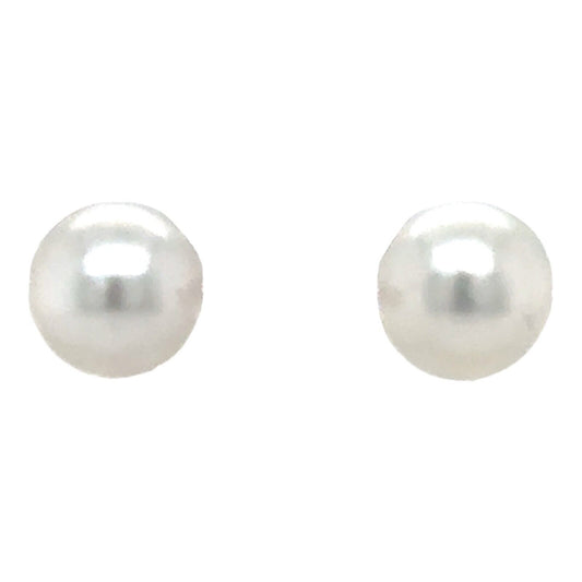 8.70mm Freshwater Pearl Stud 14k Yellow Gold Earrings 1.9g