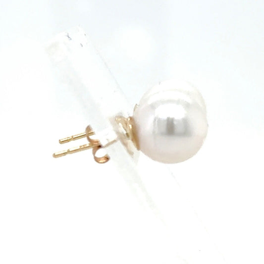 8.70mm Freshwater Pearl Stud 14k Yellow Gold Earrings 1.9g