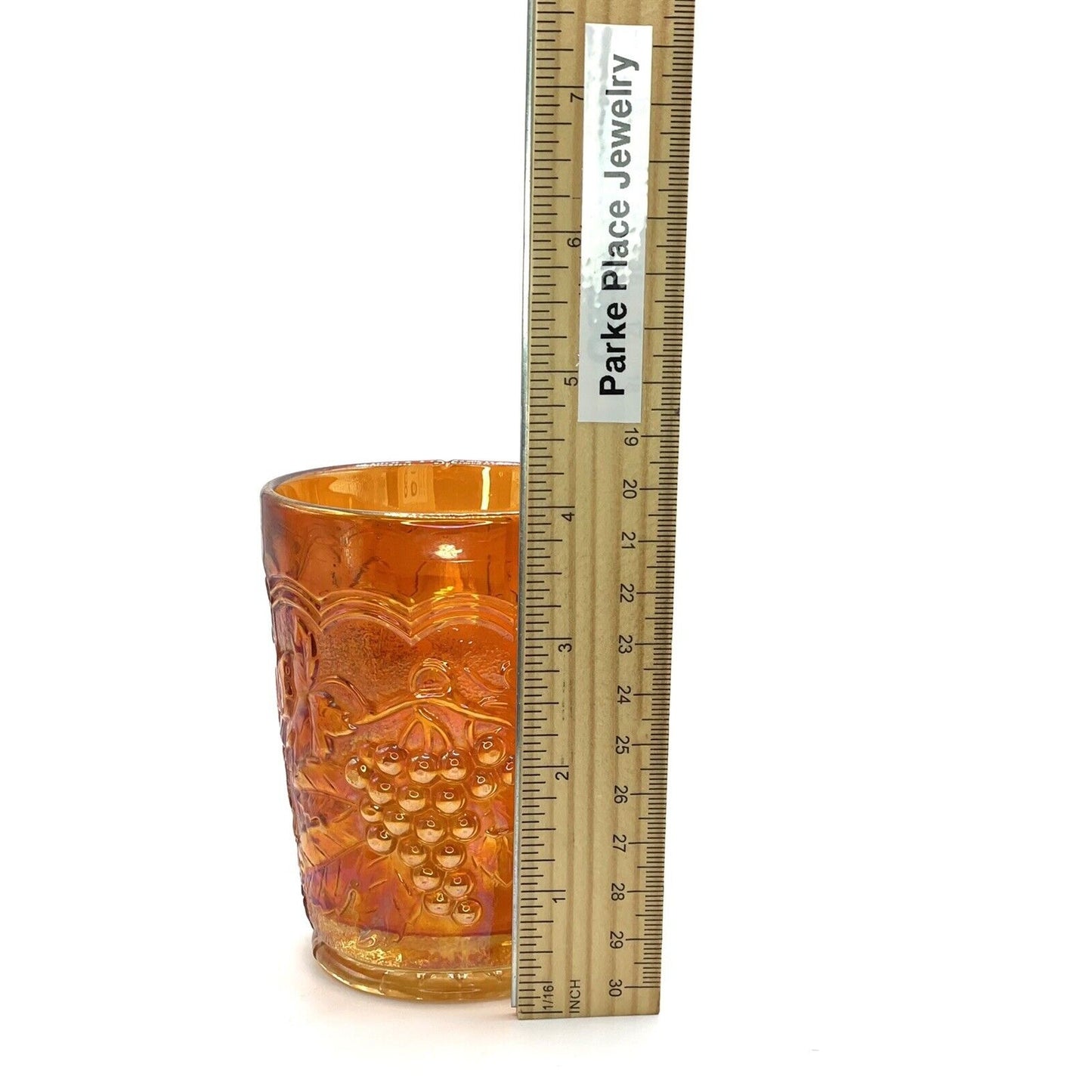 Vintage Carnival Imperial Glass Iridescent Water Glass Marigold Grapes Cup