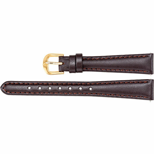 Ladies 12 mm Regular Brown Leather Calf Padded Watch Strap Band