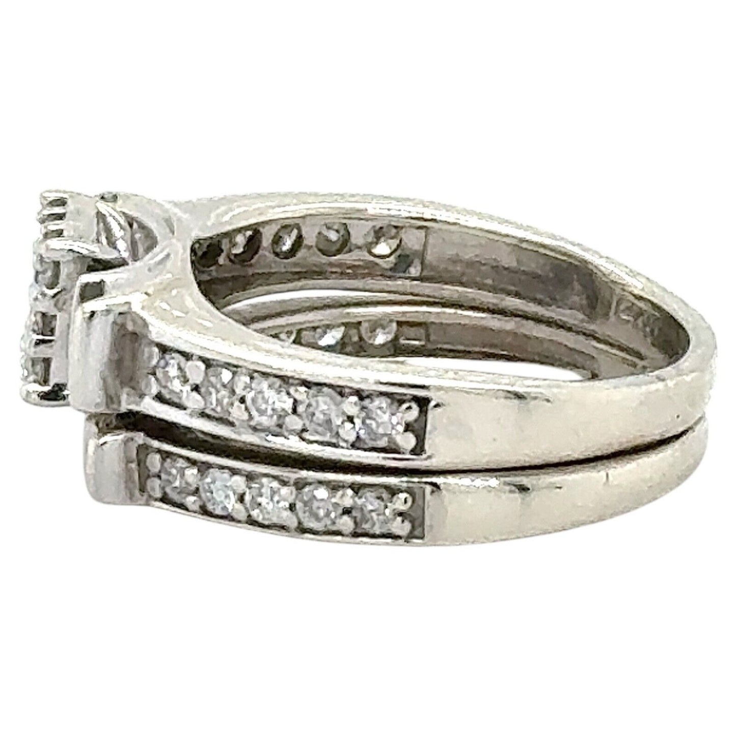 3/4ctw Diamond 14k White Gold Bridal Wedding Ring Set 5.6g Size 5