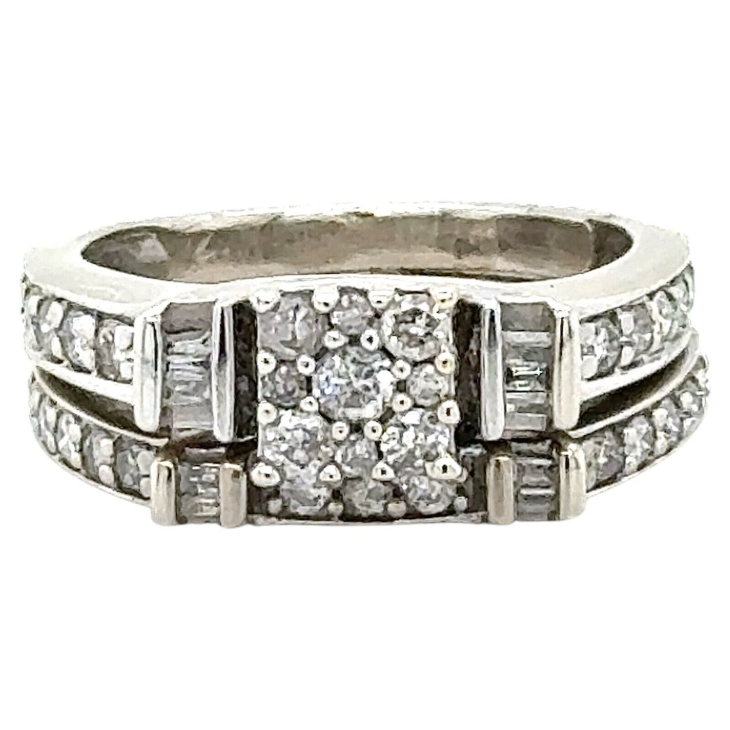 3/4ctw Diamond 14k White Gold Bridal Wedding Ring Set 5.6g Size 5