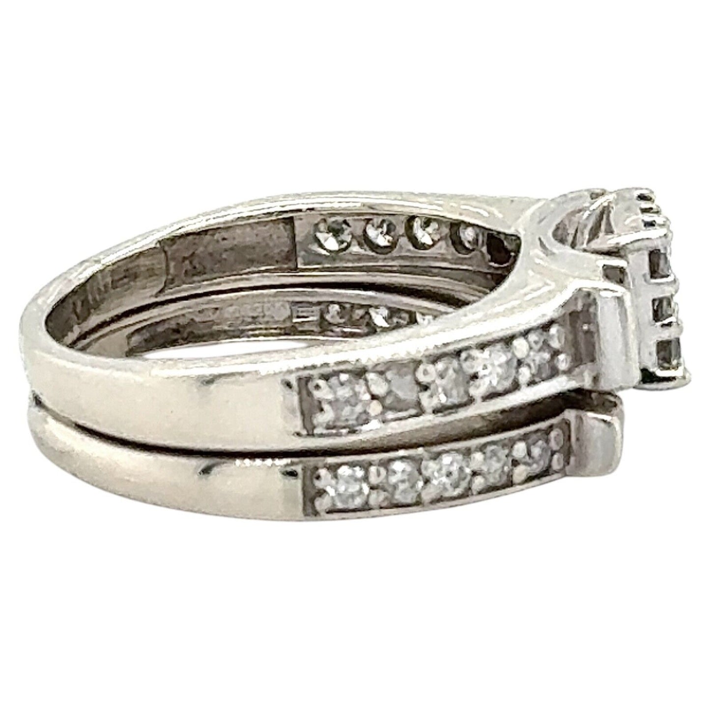 3/4ctw Diamond 14k White Gold Bridal Wedding Ring Set 5.6g Size 5