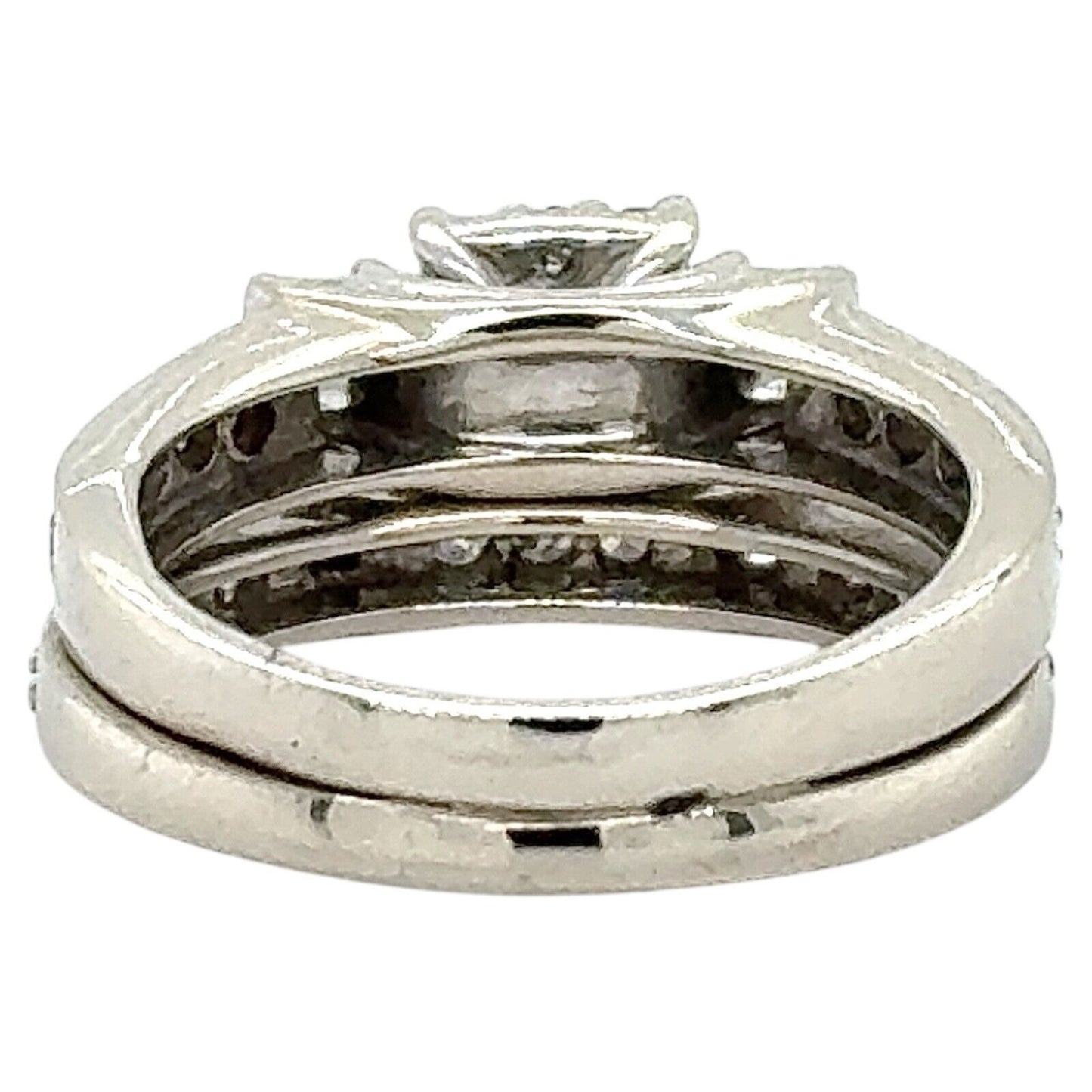 3/4ctw Diamond 14k White Gold Bridal Wedding Ring Set 5.6g Size 5