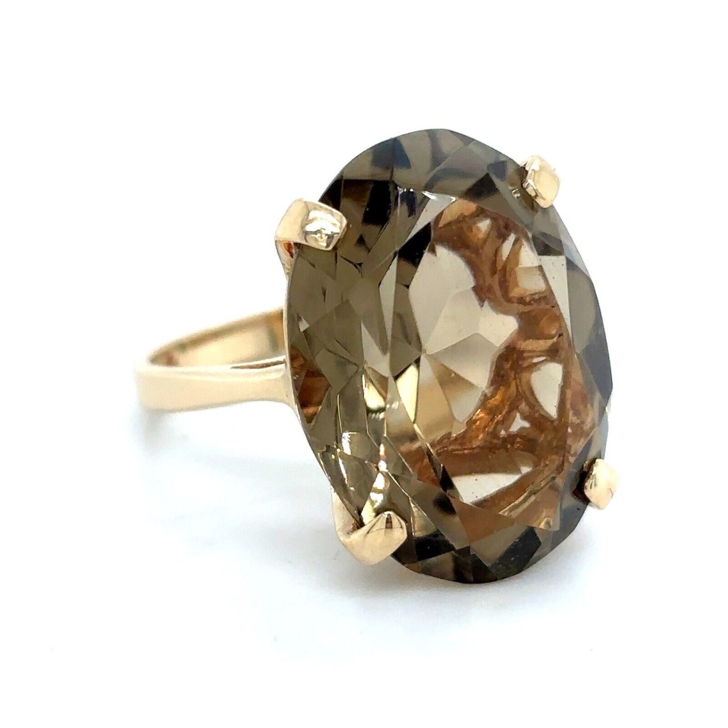10k Yellow Gold Smokey Topaz Solitaire Ring 6.4g Size 6.25