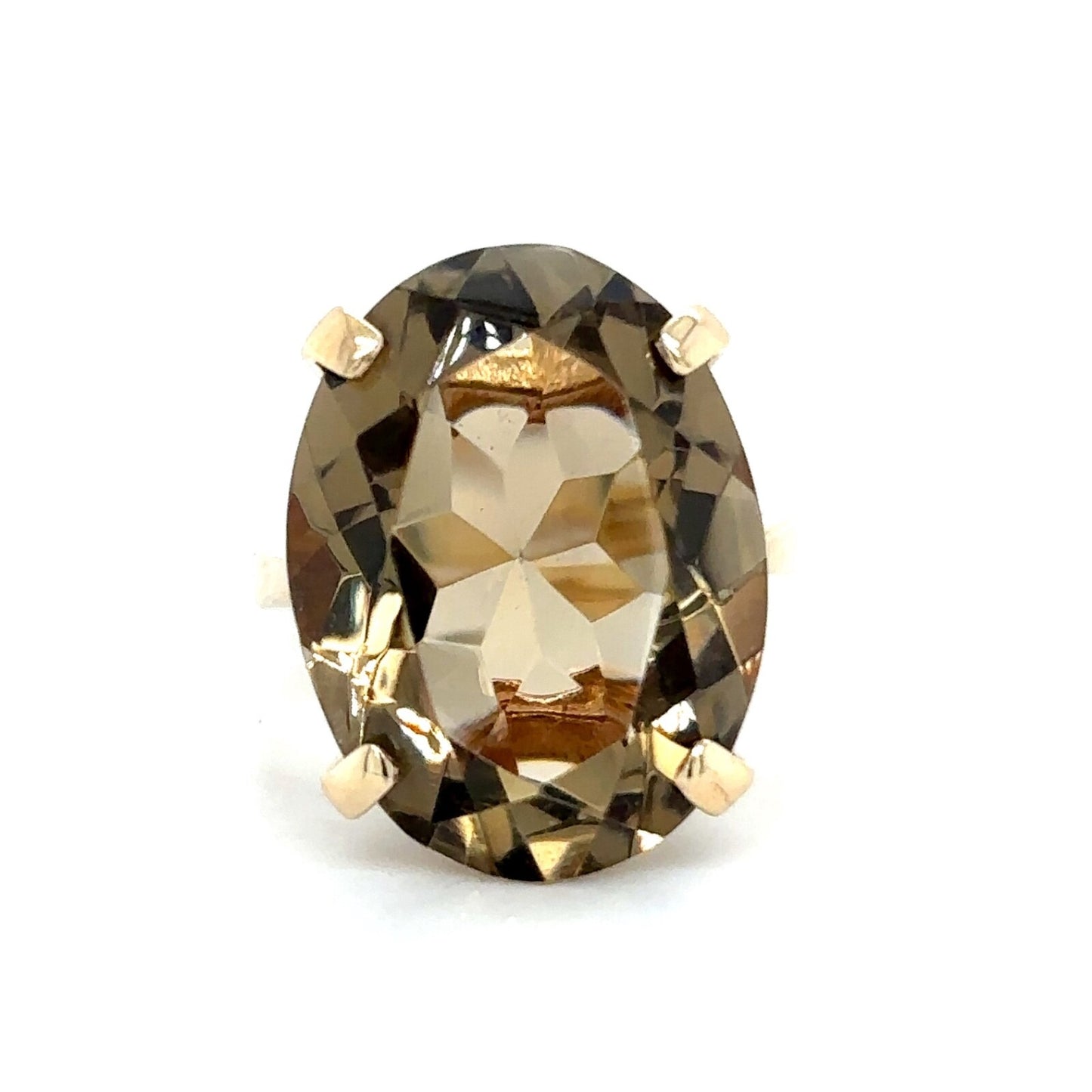 10k Yellow Gold Smokey Topaz Solitaire Ring 6.4g Size 6.25