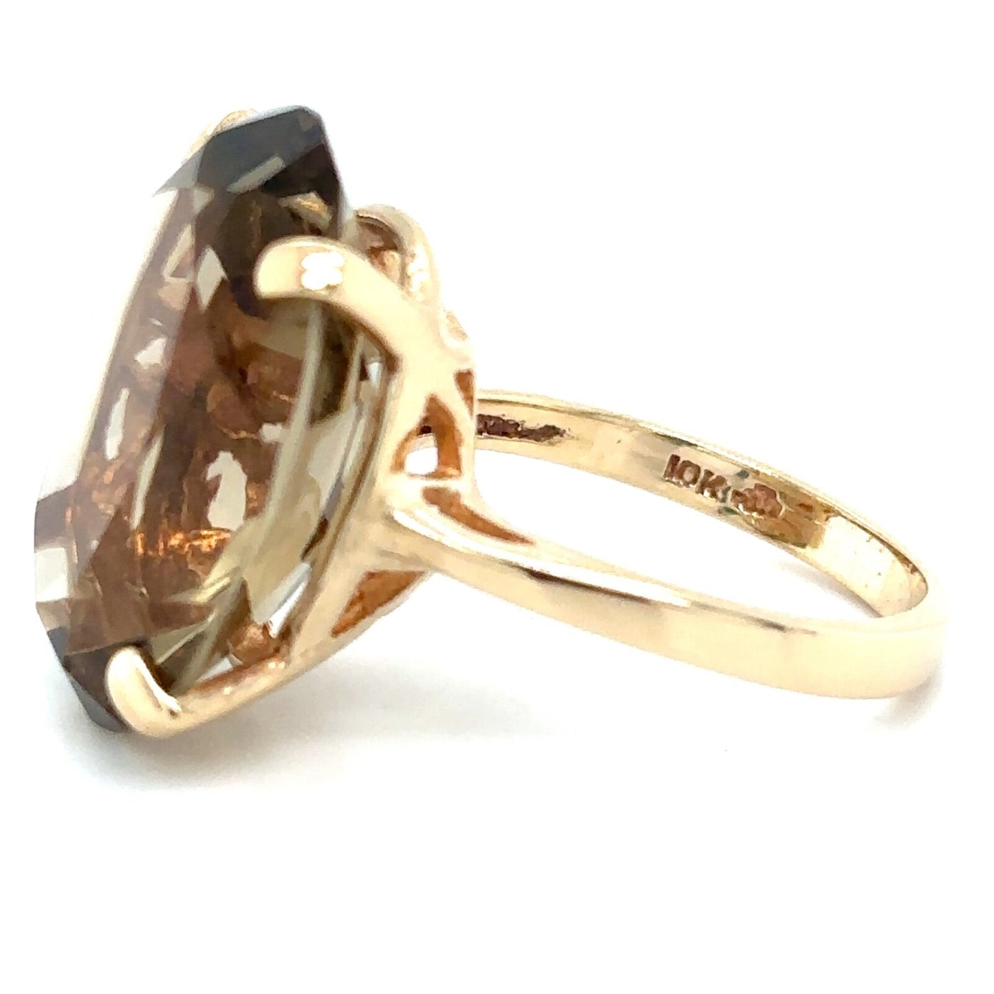 10k Yellow Gold Smokey Topaz Solitaire Ring 6.4g Size 6.25