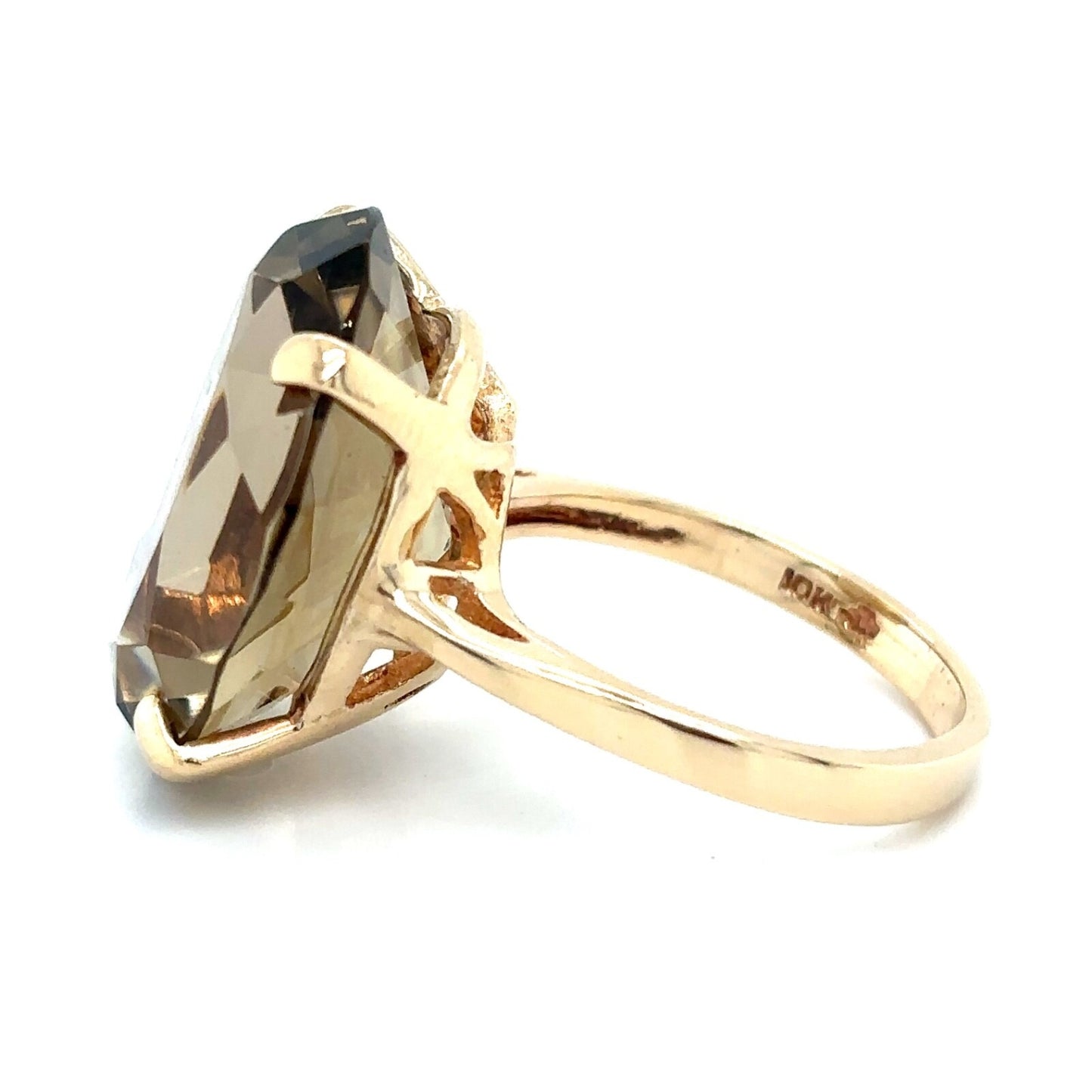 10k Yellow Gold Smokey Topaz Solitaire Ring 6.4g Size 6.25