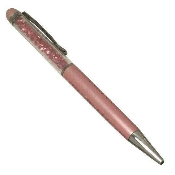 Pink Floating Ball-Point Pen With Crystals & Metallic Finish