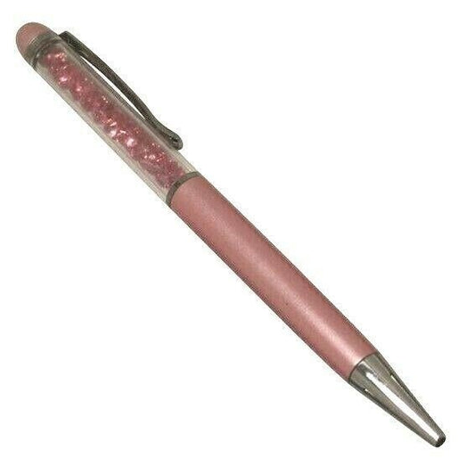 Pink Floating Ball-Point Pen With Crystals & Metallic Finish