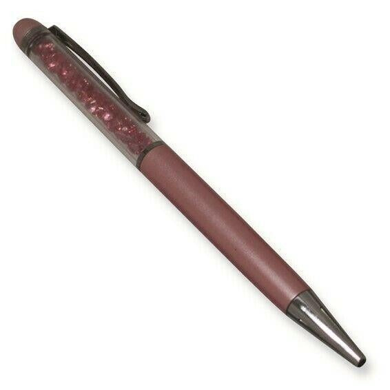 Pink Floating Ball-Point Pen With Crystals & Metallic Finish