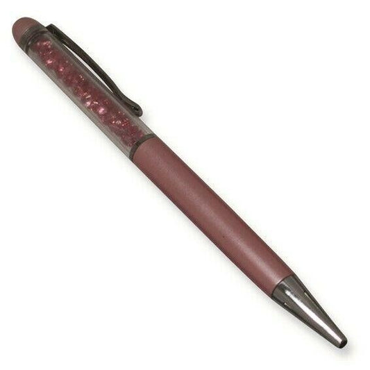 Pink Floating Ball-Point Pen With Crystals & Metallic Finish