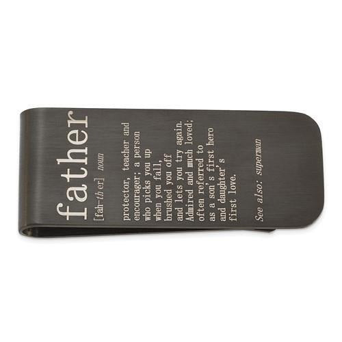 Chisel Stainless Steel Brushed Black IP-Plated Father Money Clip