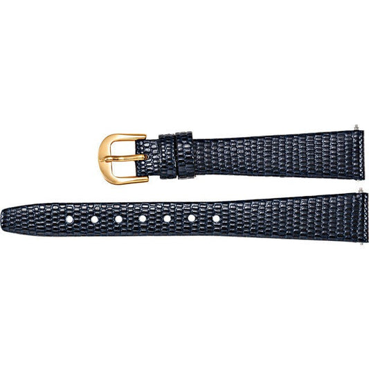 Ladies 12 mm Regular Navy Leather Flat Lizard Grain Watch Strap Band