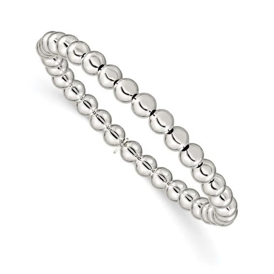 Sterling Silver Bead Stretch Bracelet 6mm