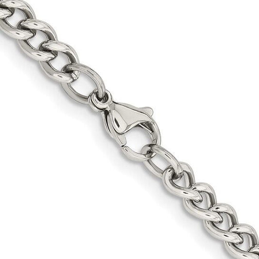 Chisel Stainless Steel Polished 5.3mm Round Curb 20 inch Chain