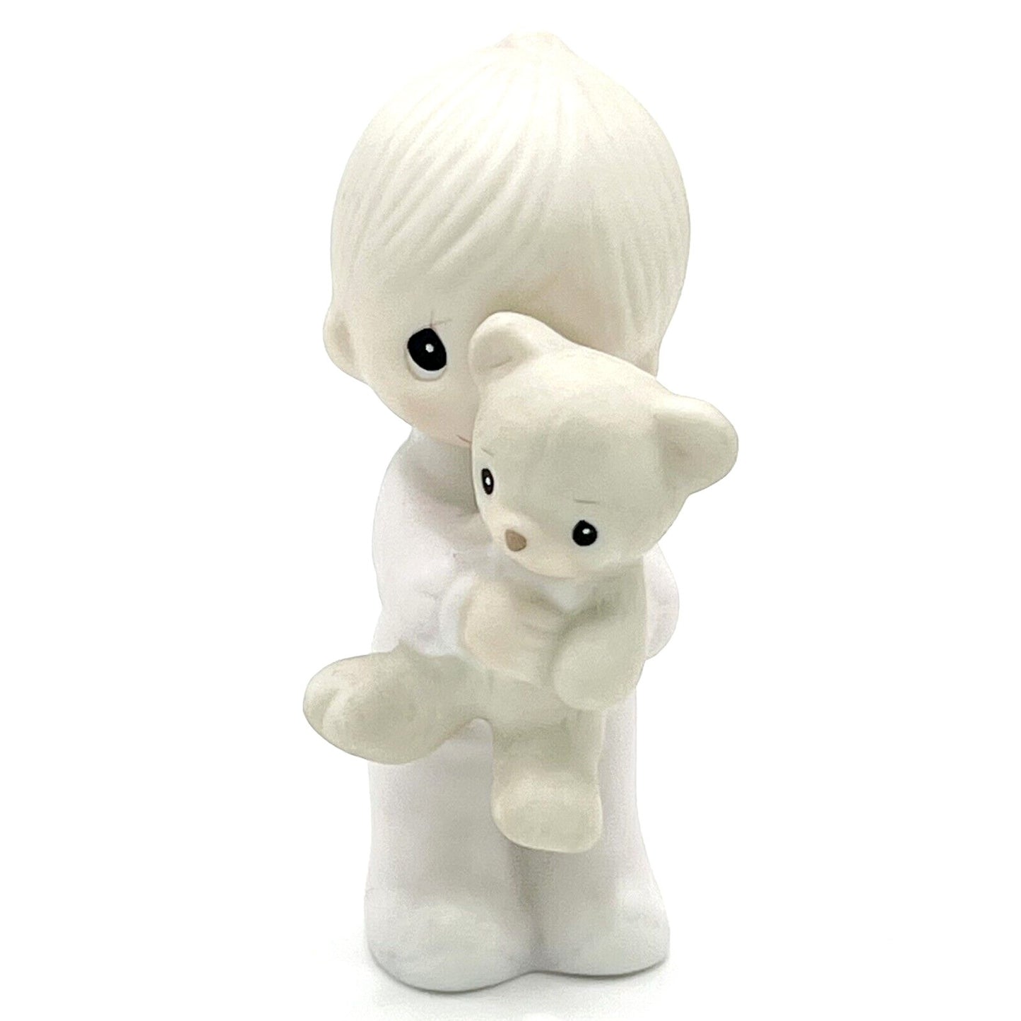 Precious Moments 1982 Jesus Loves Me - Boy Holding Bear Figurine E-9278