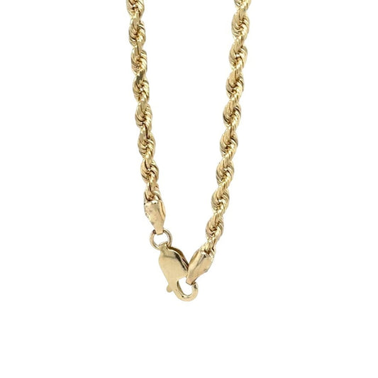 2.4mm 14K Yellow Gold Rope Chain Necklace 24 Inch 17.4g