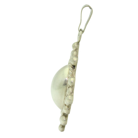 .925 Sterling Silver Oval Pendant Beaded Design & Rope Detail