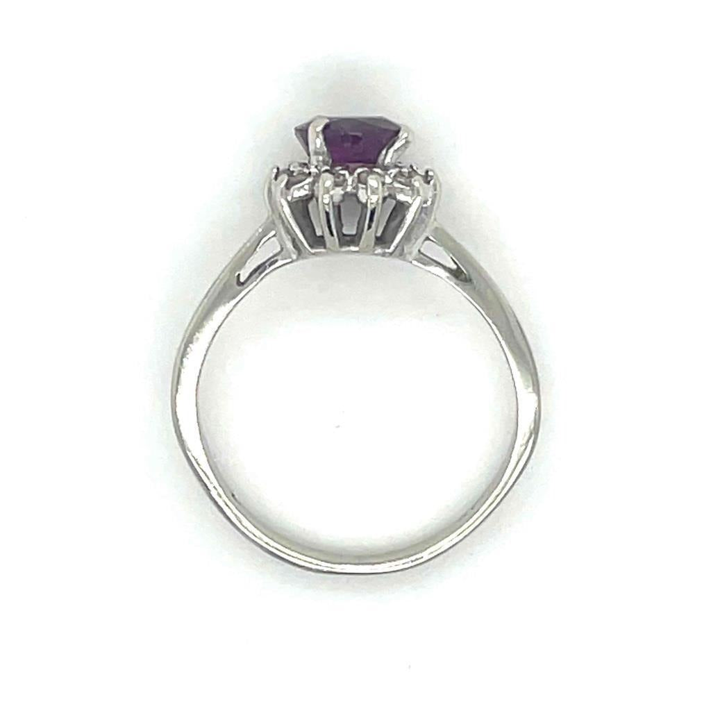 .85ct Ruby & .20ct Diamond Accent Ring Solid 14k White Gold 1.8g Size 5
