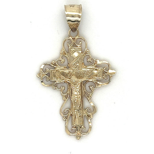 Estate Vintage 10K Yellow Gold Crucifix Cross Pendant 3.9g
