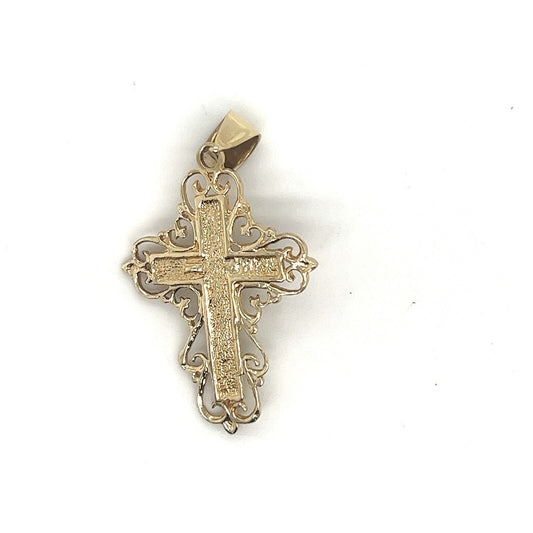 Estate Vintage 10K Yellow Gold Crucifix Cross Pendant 3.9g