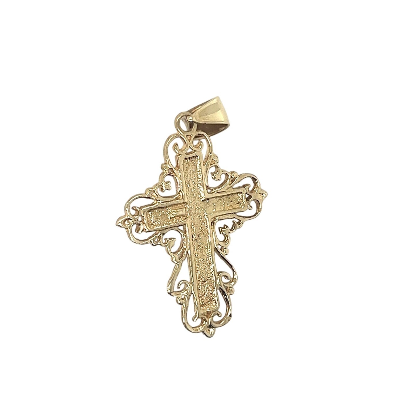 Estate Vintage 10K Yellow Gold Crucifix Cross Pendant 3.9g