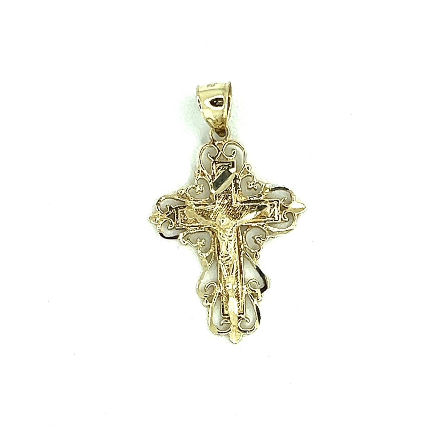 Estate Vintage 10K Yellow Gold Crucifix Cross Pendant 3.9g