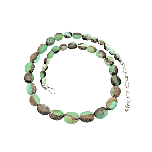 21" Australian Green Opal Necklace With 3" Extender & .925 Sterling Silver