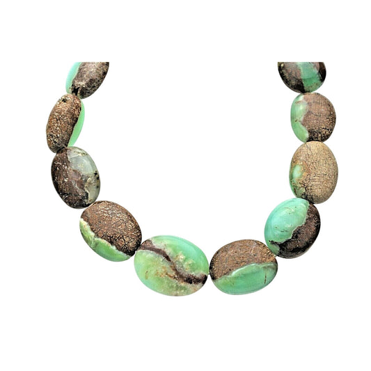 21" Australian Green Opal Necklace With 3" Extender & .925 Sterling Silver