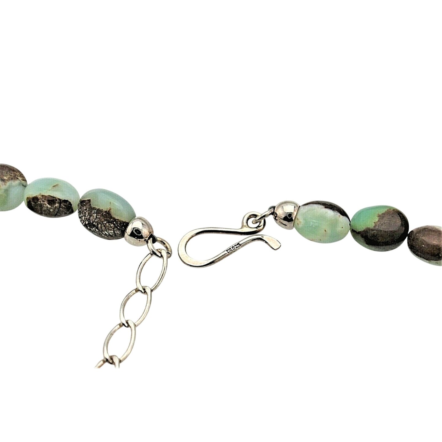 21" Australian Green Opal Necklace With 3" Extender & .925 Sterling Silver