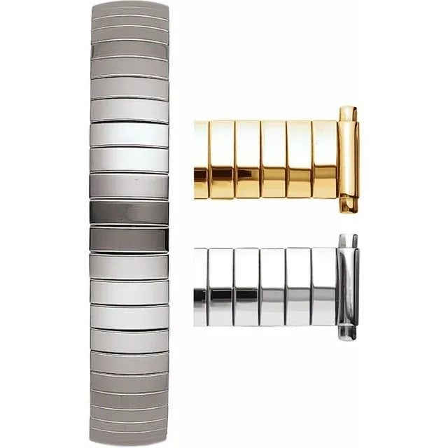 Expandable Stainless Steel Watch Band Short Size 6 1/4 In Silver Finish Durable Replacement Strap