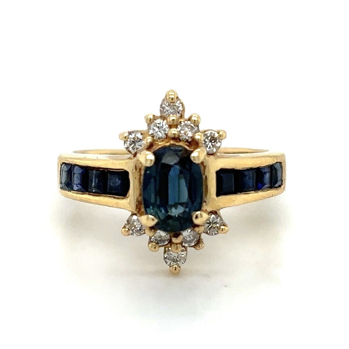 1.65ctw Sapphire & Diamond Accent Ring REAL SOLID 14k Yellow 3.6 g Size 3.25