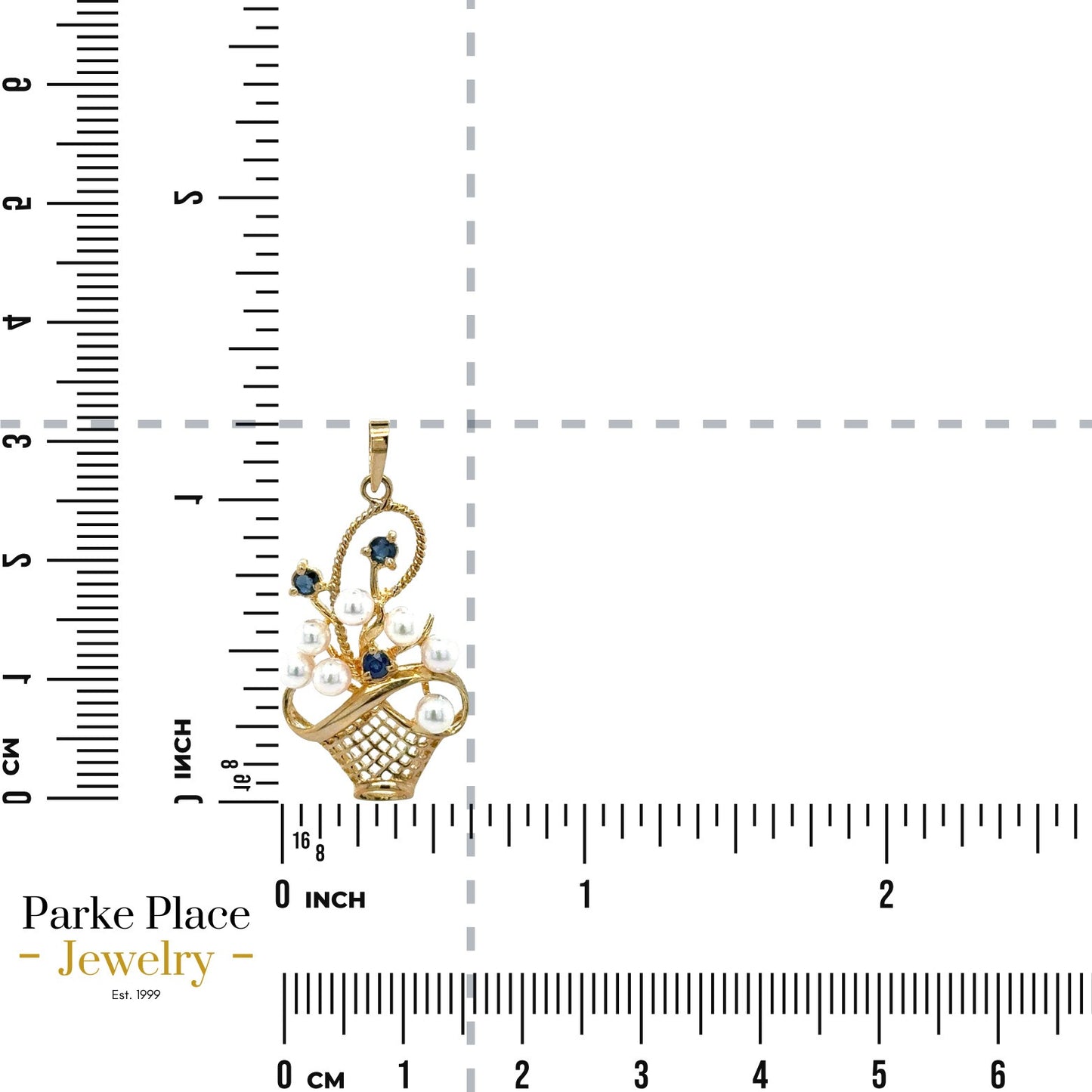 Pearl & Sapphire Basket 14k Yellow Gold Pendant 3.2g