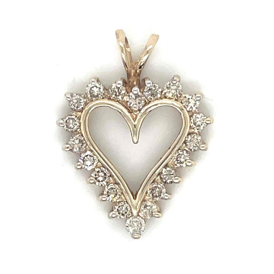 1/2ct Champagne Diamond Heart Pendant REAL Solid 10 k Yellow Gold 2.9 g