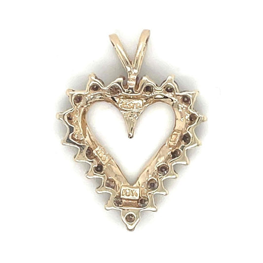 1/2ct Champagne Diamond Heart Pendant REAL Solid 10 k Yellow Gold 2.9 g