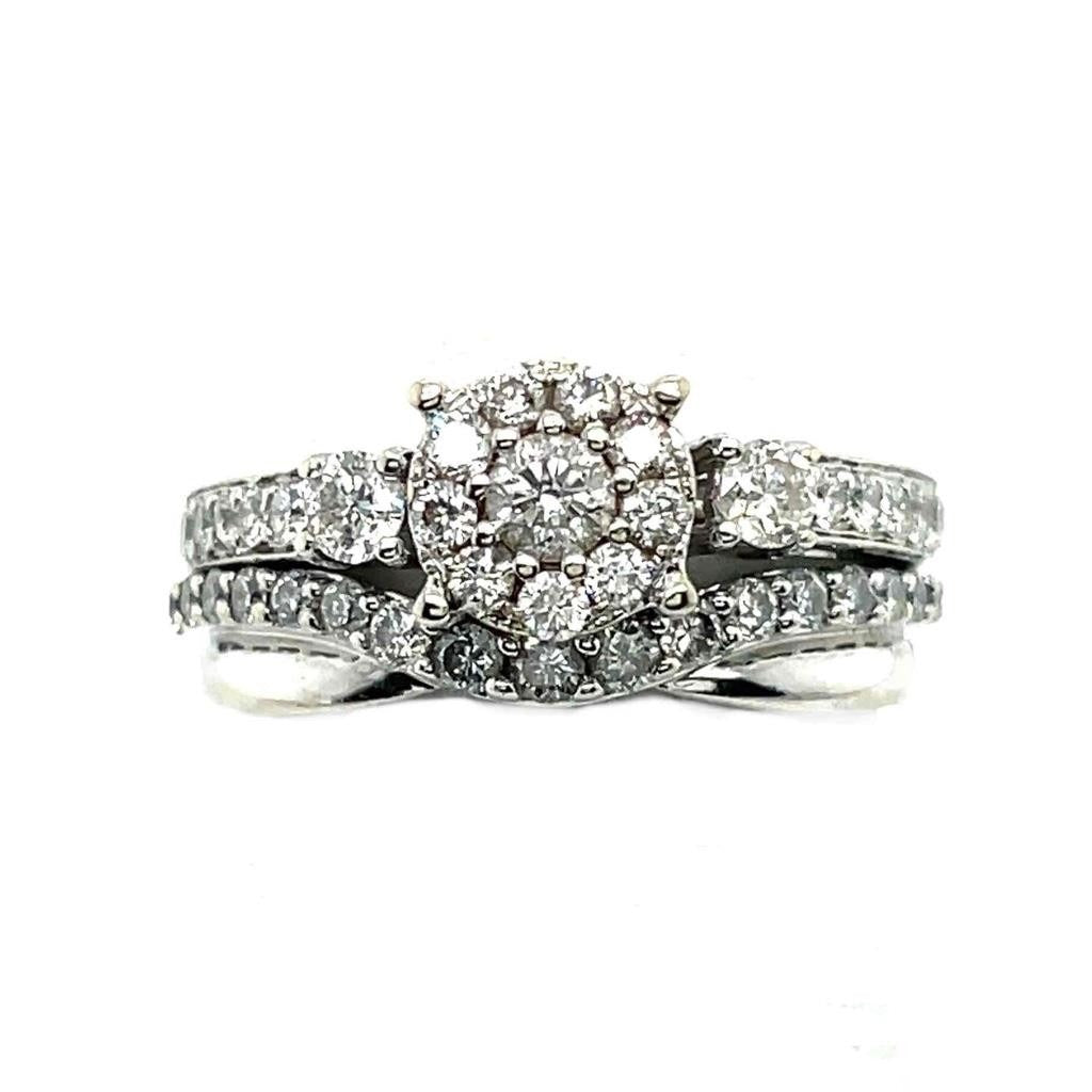 1ctw Diamond Bridal Wedding Ring 14K White Gold Size 5.25 Halo