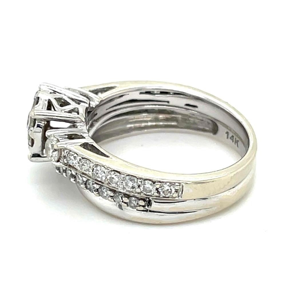 1ctw Diamond Bridal Wedding Ring 14K White Gold Size 5.25 Halo
