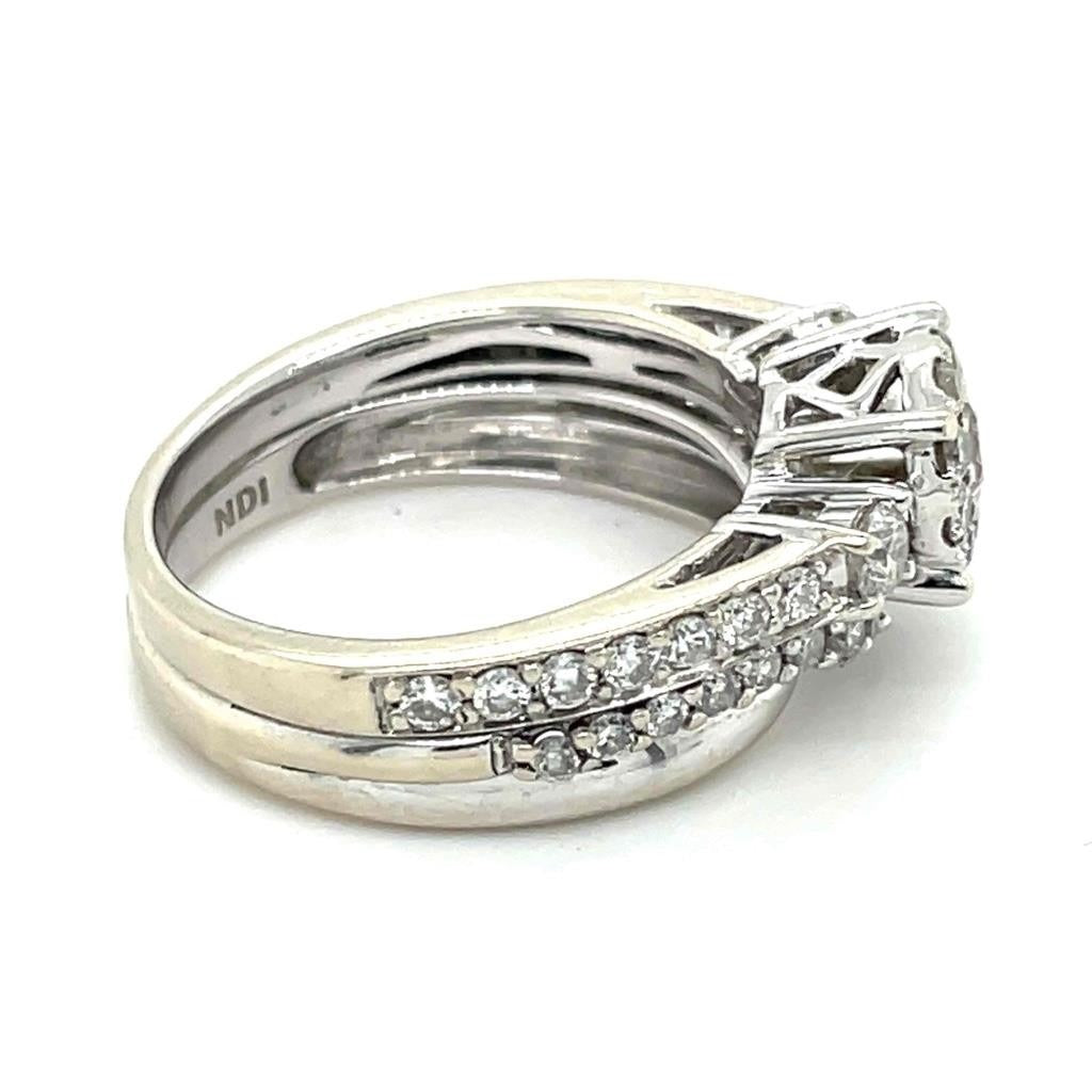 1ctw Diamond Bridal Wedding Ring 14K White Gold Size 5.25 Halo