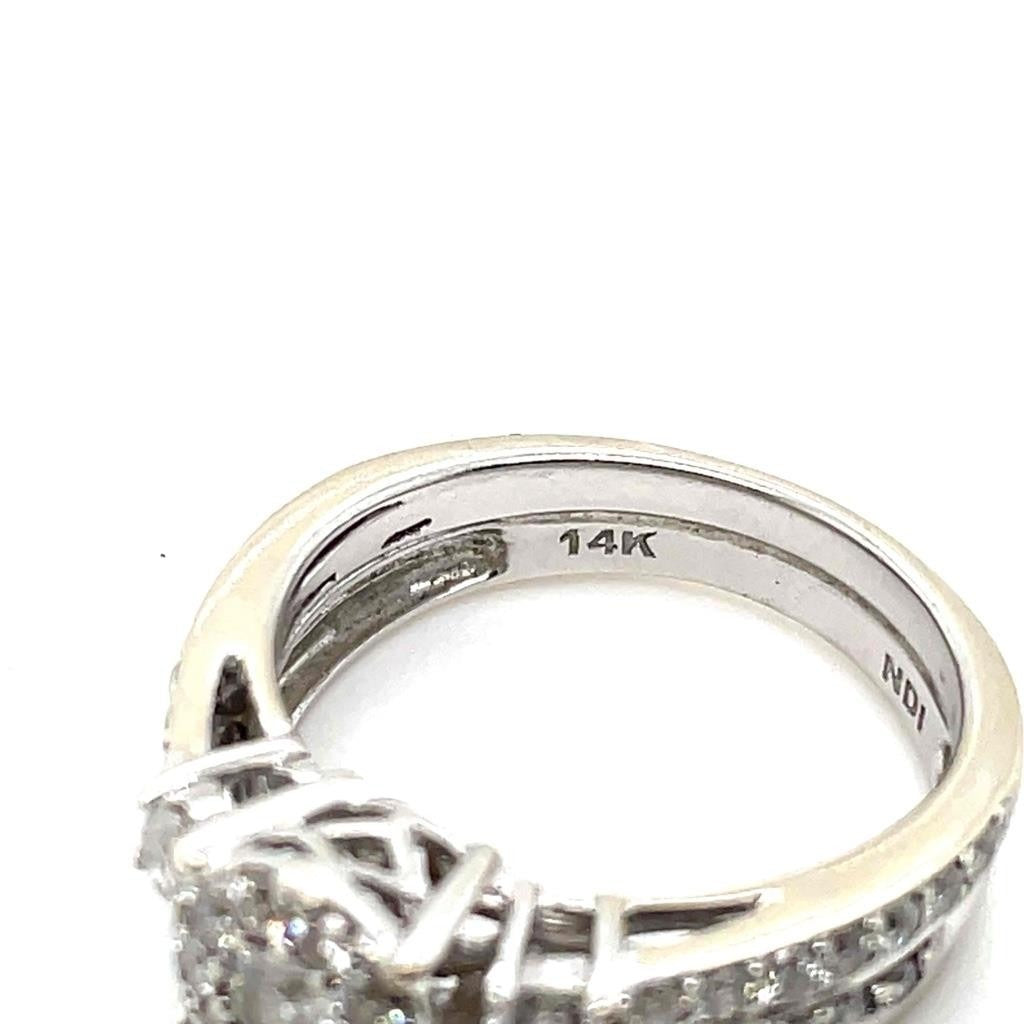 1ctw Diamond Bridal Wedding Ring 14K White Gold Size 5.25 Halo