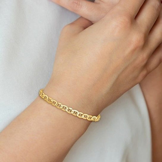 10K Yellow Gold Anchor Chain 4.75mm Bracelet 8" Lobster Clasp