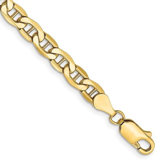 10K Yellow Gold Anchor Chain 4.75mm Bracelet 8" Lobster Clasp