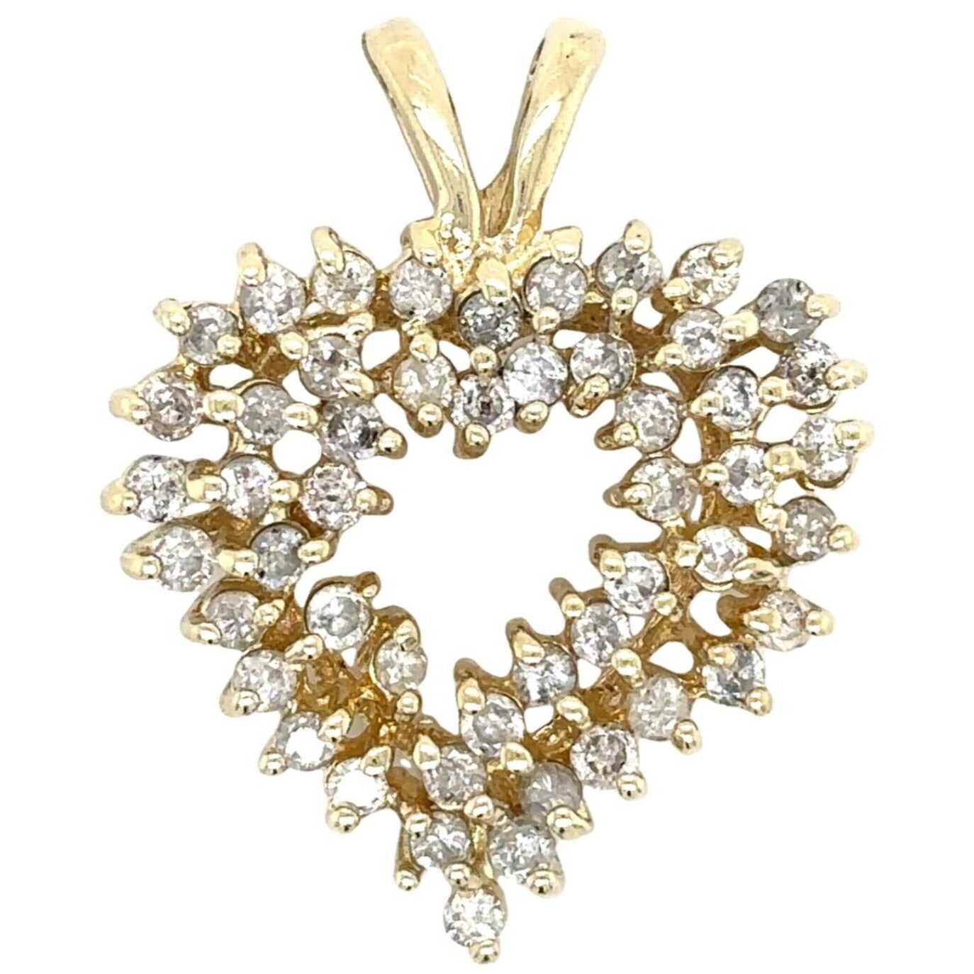 3/4ctw Diamond 14k Yellow Gold Heart Pendant 3.7g