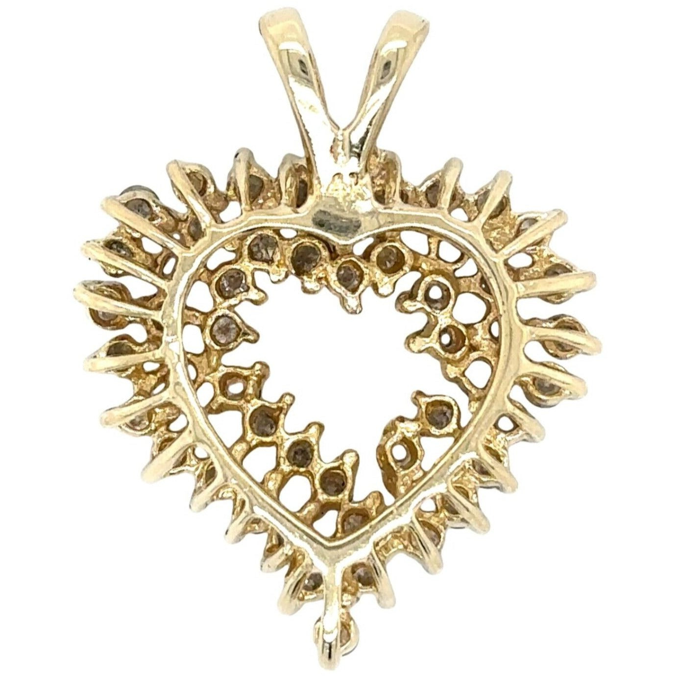 3/4ctw Diamond 14k Yellow Gold Heart Pendant 3.7g