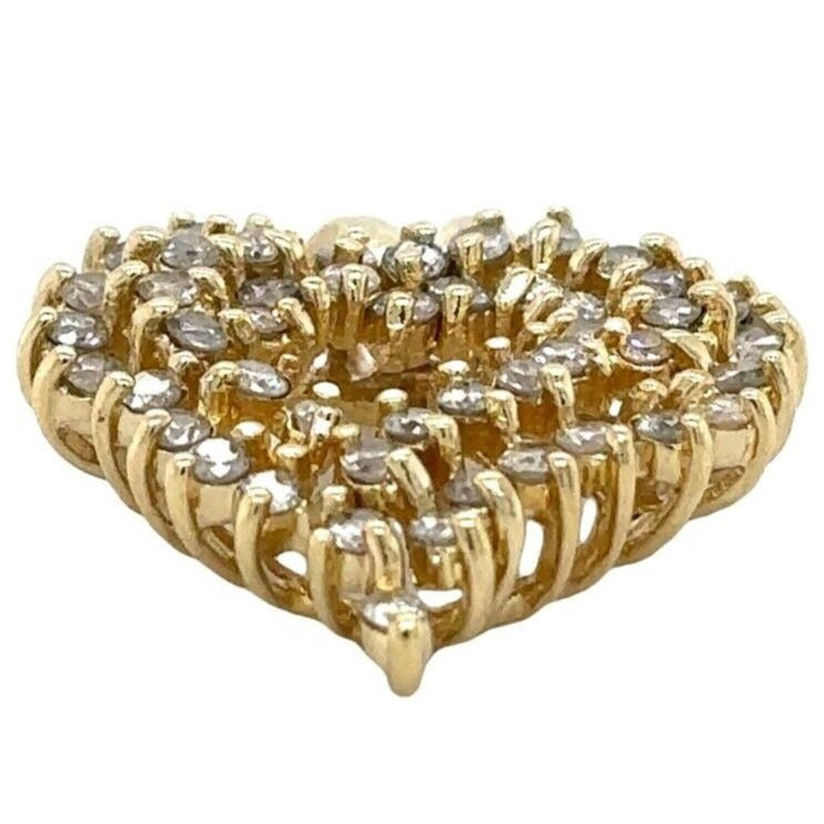 3/4ctw Diamond 14k Yellow Gold Heart Pendant 3.7g