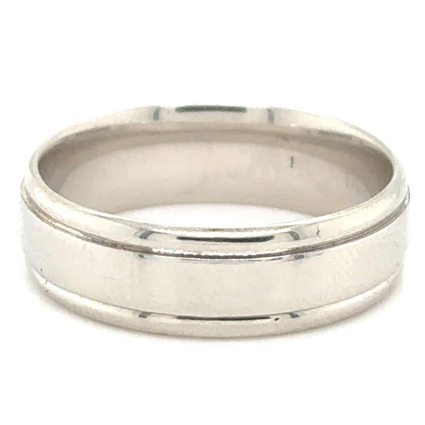 6.6mm Wedding Band Ring 14k White Gold 6.8g Size 9.5