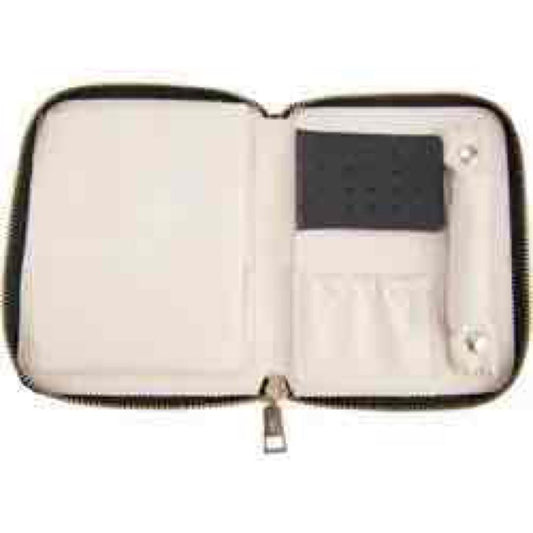 Black Leatherette Travel Organizer With Zipper Closure & Multiple Compartments