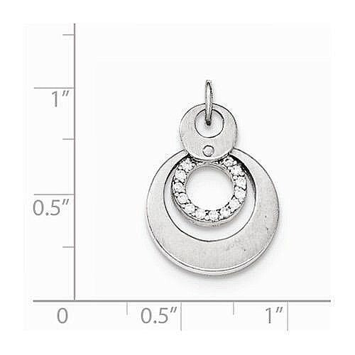 Sterling Silver Polished & Satin CZ Circles Pendant 925 White