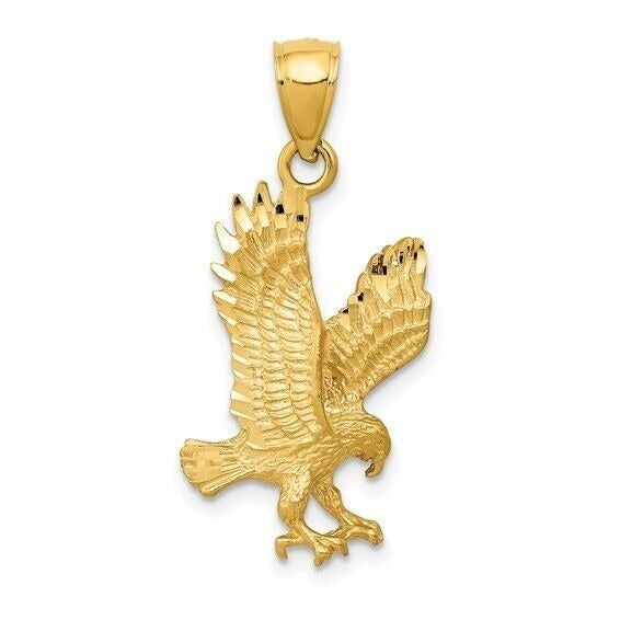 14K Yellow Gold & Rhodium Eagle Pendant Charm