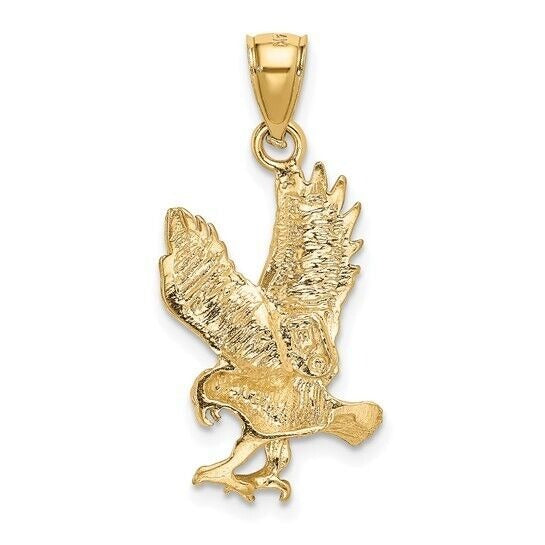 14K Yellow Gold & Rhodium Eagle Pendant Charm